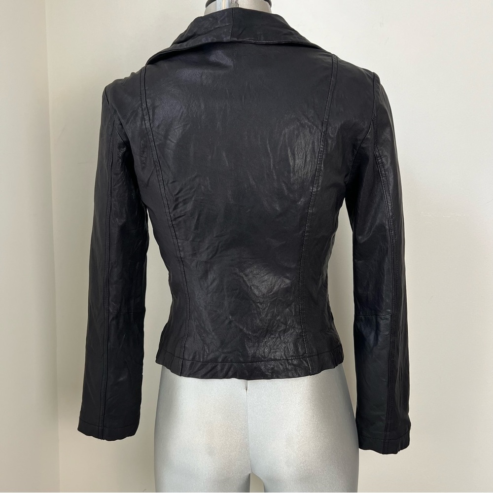 Michael Kors Shawl Collar Genuine Leather Jacket Size Medium M Black Moto Grunge - Picture 2 of 9
